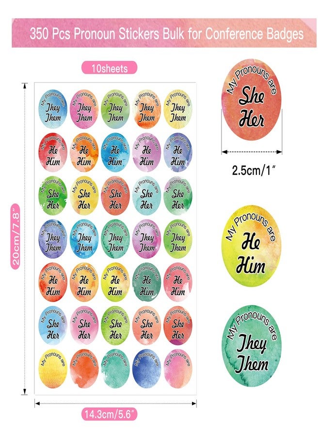 TESWEY 350PCS Pronoun Stickers for Name Tags,10Sheets Pronoun Stickers Bulk Badges for Conference,1" Multiple Colors He Him She Her They Them Gender Identity Labels for Party Kids Boys Girls - Image 2